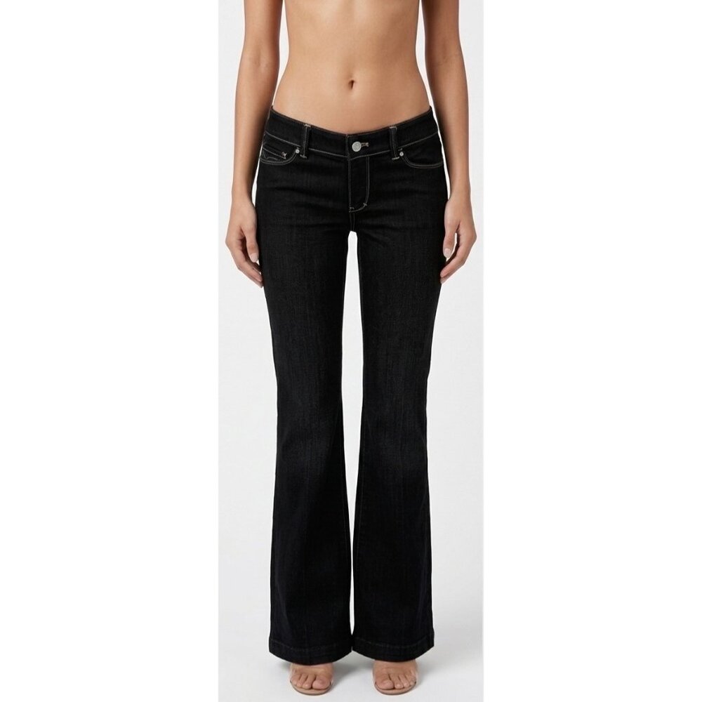 NWT White House Black Market Black Rhinestone Flare Jeans 4 | Indie Sleaze Retro - Picture 1 of 16